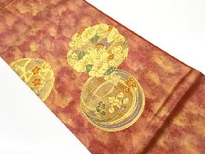 リサイクル　引箔丸紋に花丸様織出し袋帯